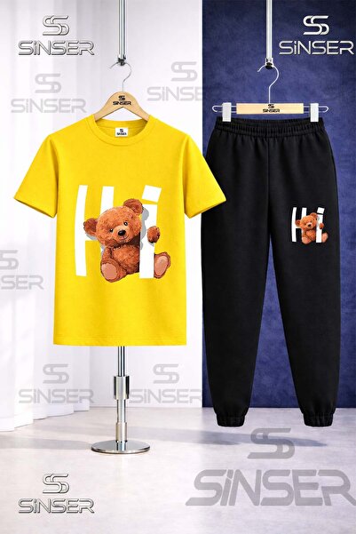 SS SİNSER Children's Hi Bear Printed T-Shirt and Tracksuit Set