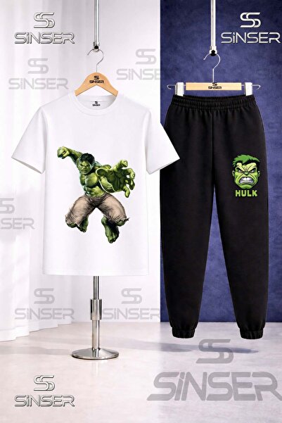 SS SİNSER Children's Hulk Giant Punching Printed T-Shirt Tracksuit Set