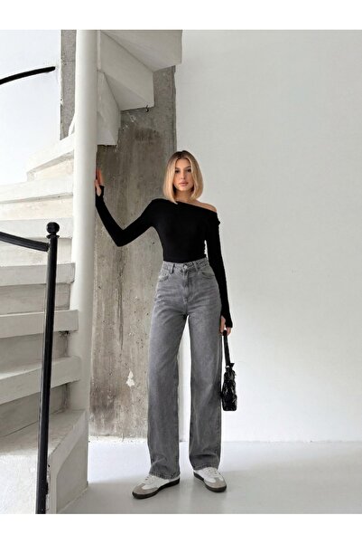 Your Shine High Waist Boyfriend Style Black Flare Jeans