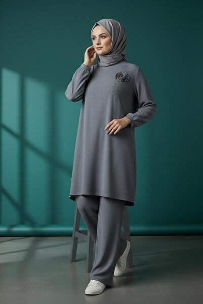 İsra Plus Size Cotton Top and Bottom Set