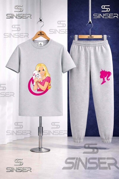 SS SİNSER Children's Brbia Hand in Hand Dog Printed T-Shirt Tracksuit Set