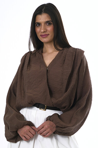 ABBRA Women's Double-Breasted Padded Blouse