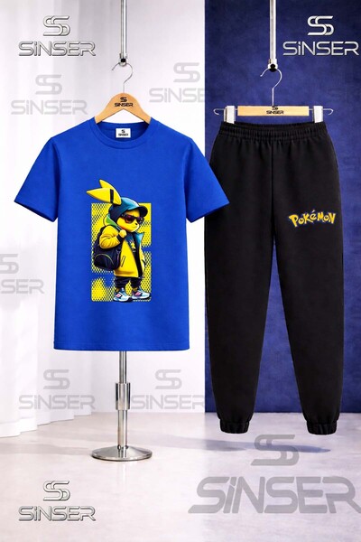 SS SİNSER Children's Pikhacu Cantali Sari Tvl Printed T-Shirt Sweatpants Set