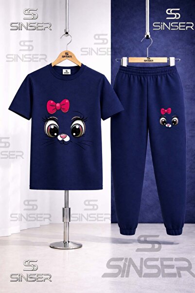 SS SİNSER Παιδικό Σετ Φόρμας με Μπλουζάκι με Στάμπα CAT EYE PMBE KRDL