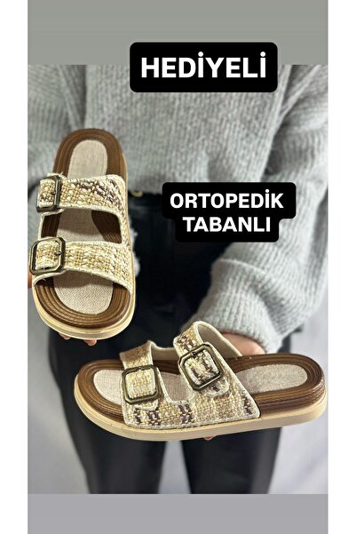 KAYGISIZ AYAKKABI Women's Cream Anatomical Sole Comfortable Orthopedic Home O...