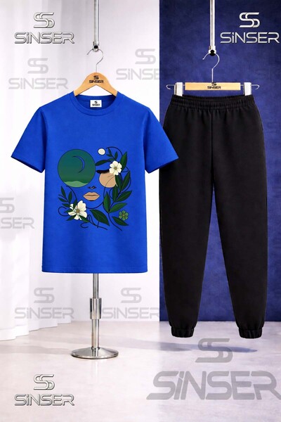 SS SİNSER Παιδικό Σετ Φόρμας με Μπλουζάκι με Στάμπα CICEKTEN GREEN GIRL YUZU