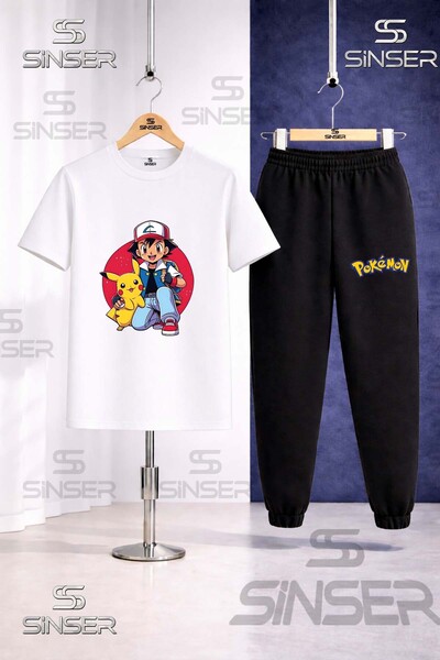 SS SİNSER Children's Pokemon Esli Printed T-Shirt Sweatpants Set