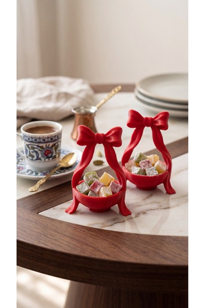 Fulmin Kahve Yanı Sunumluk / 2’li Set / Fiyonk Detaylı Dekoratif Sunum Kasesi...