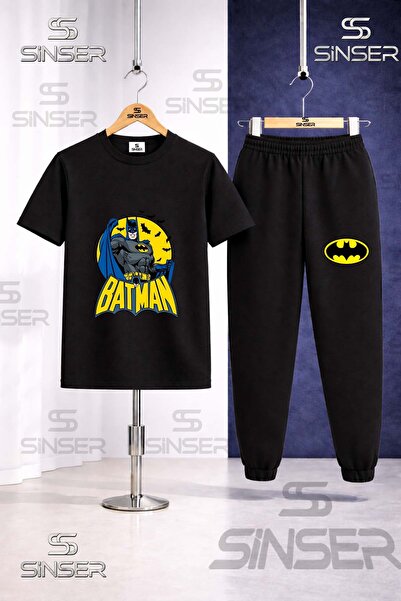 SS SİNSER Παιδικό σετ φόρμας με στάμπα BATMAN και εμπριμέ κείμενο στον κύκλο