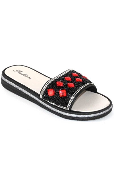 mm Women's slippers decorated with stones 896-DIAMOND-BLACK