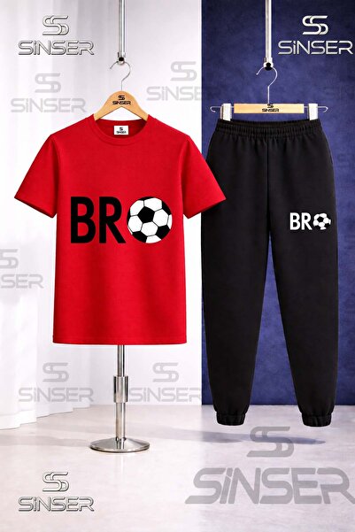 SS SİNSER Παιδικό Σετ Φόρμας με Μπλουζάκι με Στάμπα BRO TOP YAZI SYH