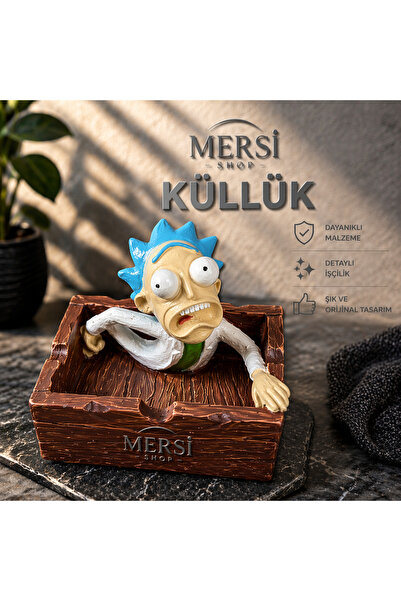 Mersi SHOP Rick Figürlü Seramik Küllük – Dekoratif Karakter Tasarımlı Küllük