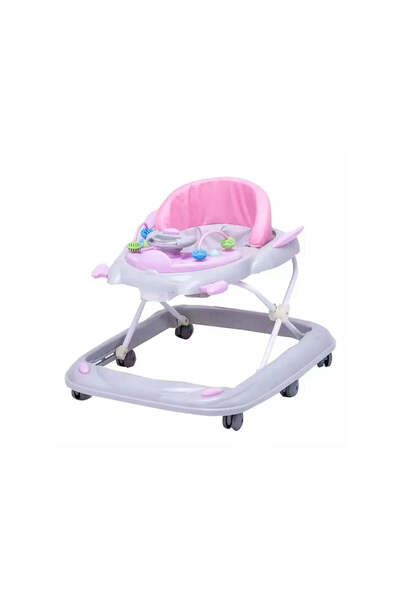 OEM Προ-περπατούρα, 6 μηνών+, ρυθμιζόμενη ροζ καρέκλα Little Bird με 6 ρόδες