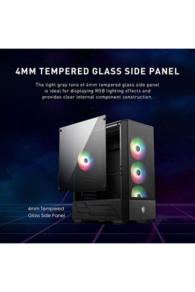 MSI Mid-Tower PC Gaming Case – Tempered Glass Side Panel