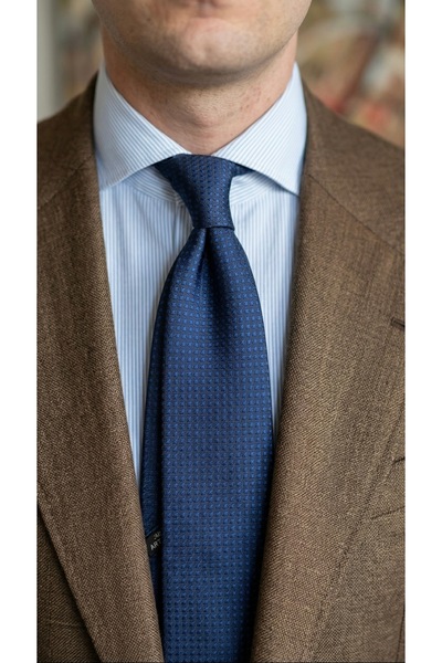 CROATE Συλλογή Πολυτελείας Ναυτικό Μπλε Τόνος με Τόνο 100% Μεταξωτή Γραβάτα –...