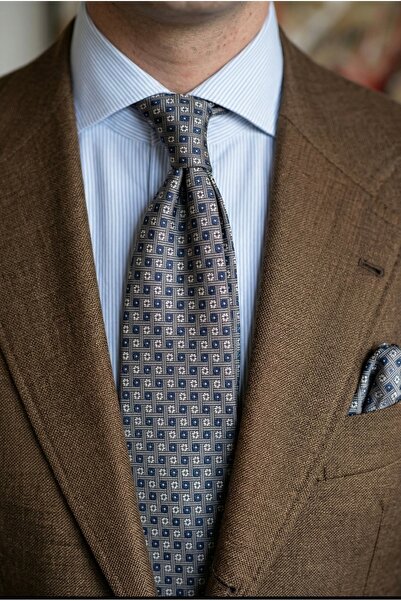 CROATE Γκρι Μίνιμαλ Σχέδιο 100% Μεταξωτή Γραβάτα – 8 εκ. Κλασική Κοπή |   Κομ...