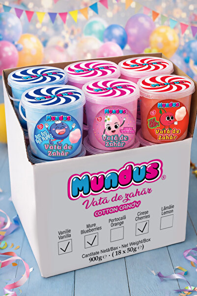 MUNDUS Cotton Candy Μαλλιά της Γριάς MUNDUS Party MIX, μείγμα 3 γεύσεων: βανί...
