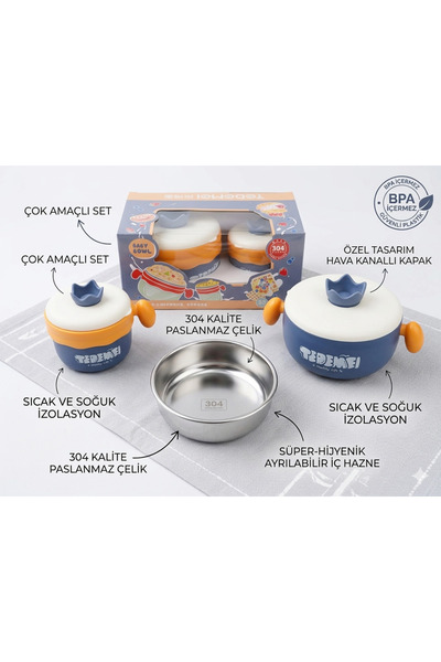 TRio Life Paslanmaz Çelik Sızdırmaz Saklama Kabı Beslenme Kabı 260-500 ML Mor...