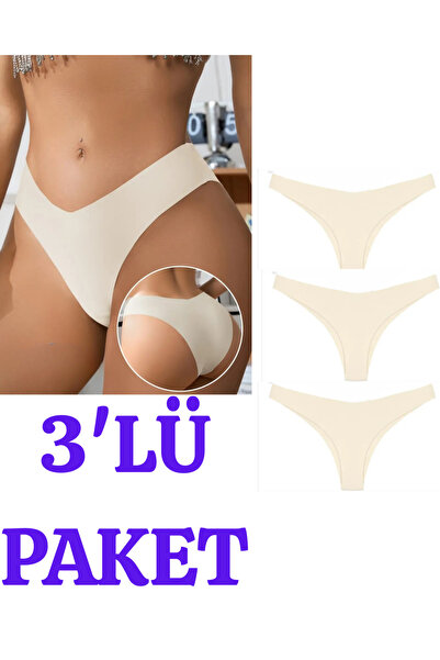 AY10 Yüksek Bel Lazer Kesim Kadın Brezilya Külot Toparlayıcı Külot 3'lü Paket