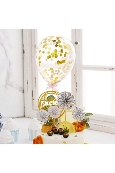 OEM Σετ 5 Διαφανών Μπαλονιών με Χρυσά Κομφετί - Πολυτελείς Διακοσμήσεις για Π...