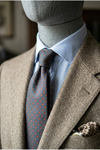 CROATE 100% Μεταξωτή Γκρι Καρό Γραβάτα 8 εκ. – Κλασική Ανδρική Γραβάτα 155 εκ...