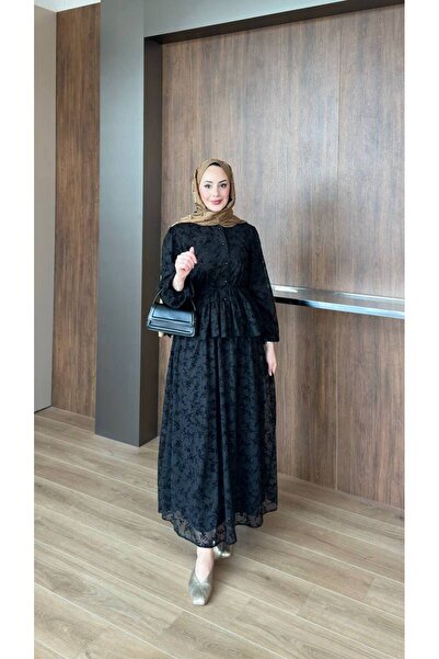 TrendParis Σετ Ζακέτα και Φούστα από Λύκρα με Φλοκ Σχέδιο