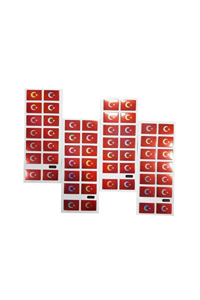 Ticon Sticer Simli ve Kabartmalı Türk Bayrağı 4 Adet