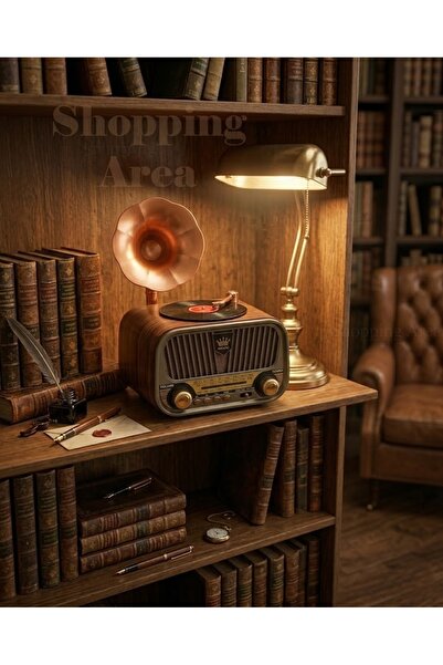 Shopping Area Nostaljik Plak Tasarımlı Bluetooth Radyo | FM/AM 3 Bant Radyo U...