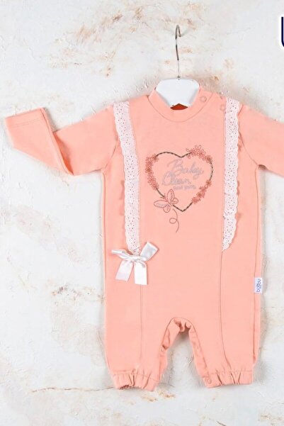 Generic Brand Love Heart Embroidered 100% Cotton Baby Girl Jumpsuit