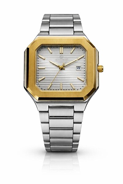 SHADOW Axis SD1404 Men’s Square Watch Stainless Steel Grey Gold Quartz Analog...