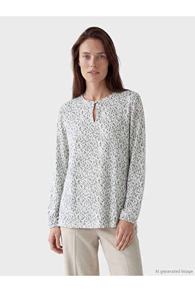LC Waikiki Nevavm Oval Collar Patterned Blouse with a Difference