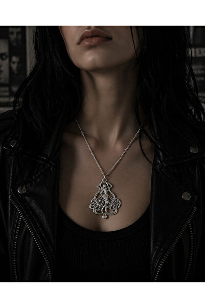 Vintage Takıhane Gothic Gotik Gümüş Kaplama Silver Elf Meleği Kolye