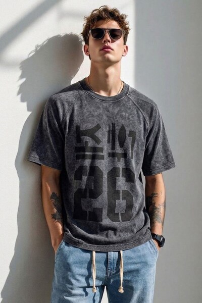 The Champ Clothing Ανδρικό μπλουζάκι Oversize Code 26 με στάμπα και επεξεργασ...