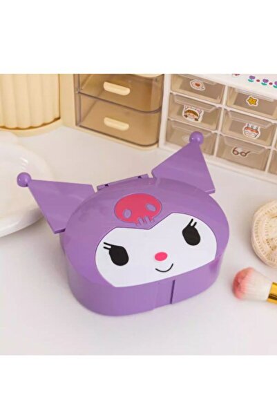 SANRIO صندوق تخزين كاواي مع مرآة - منظم محمول للمجوهرات والإكسسوارات بأربعة أ...