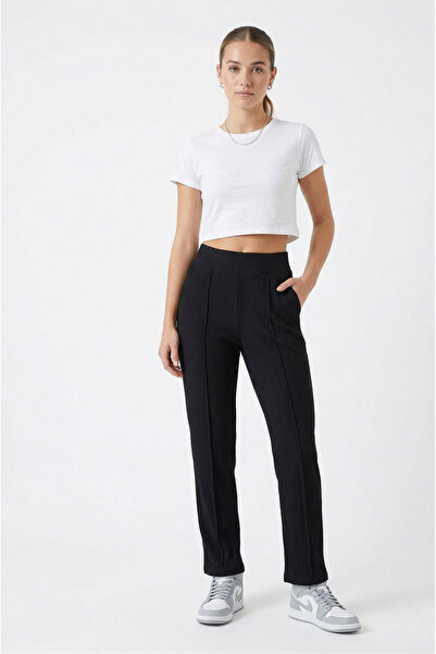 just wear zt High Waist Stitched Detail Fit Pants – Casual & Stylish Comforta...