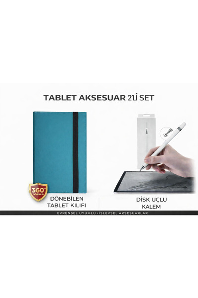 ebulduk Lenovo Yoga Tab TB710FU 11" Üniversal Dönerli Standlı Tablet Kılıfı +...