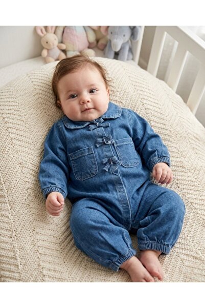 voyyo kids baby Kız Bebek Mevsimlik 3-6-9 Ay Kot Tulum, Çıtçıtlı Fiyonk Detay...