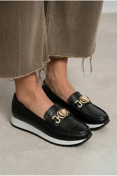 GİAMGİA STORE Γυναικεία Μαύρα Ορθοπεδικά Παπούτσια Loafer για Καθημερινή Χρήση