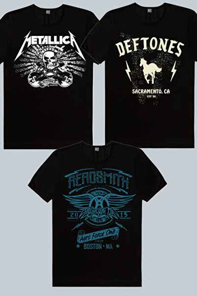 ROCKANDROLL Aerosmith, Deftones, Metallica Skull 3-pack Γυναικεία Μπλουζάκια ...