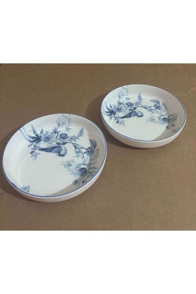 Güral Porselen 1891 Bird Pattern 2-Piece Salad Plate Appetizer Plate Presenta...
