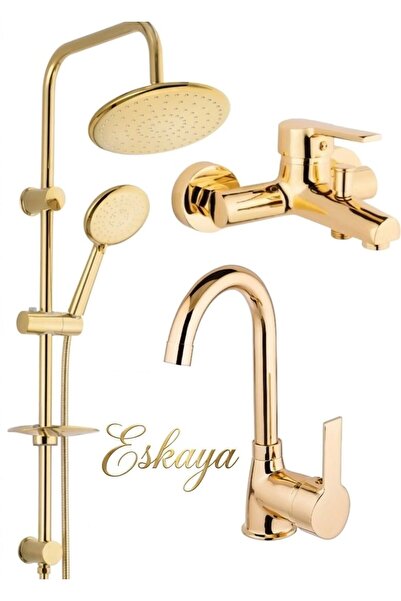 Genel Markalar Altın Gold Yuvarlak Robot Duş Seti, Banyo Ve Lavabo Bataryası ...