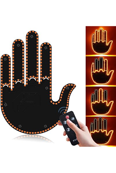 LİNALP LED El Işık Orta Parmak Tamam İşareti RGB Uzaktan Kumandalı Araba Arka...