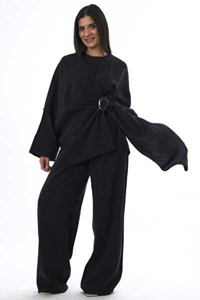 ABBRA Γυναικείο Σετ Μπλούζας με Κούμπωμα στο Πάνω Μέρος