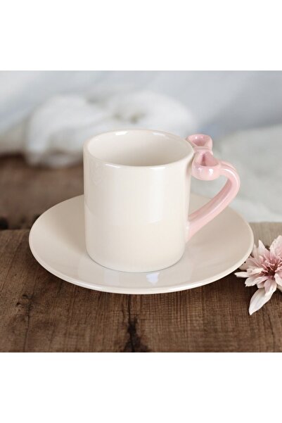 ELZEY HOME Porcelain Set of 2 Pearlescent Bow Coffee Cups