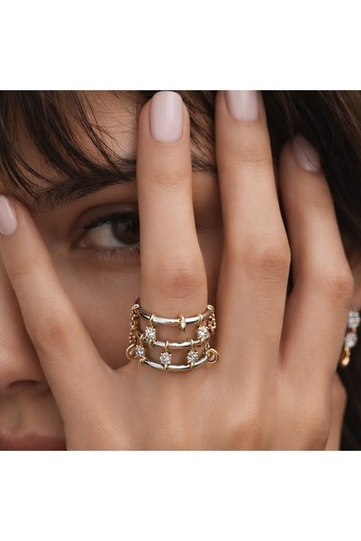 Sense of Atelier Rbow Grid Stone Multi-Layered Ring-8