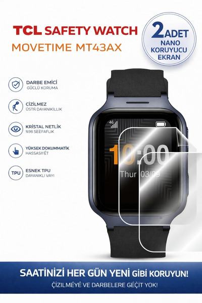 Astakos واقي شاشة نانو جل متوافق مع ساعة TCL Safety Watch Movetime MT43AX، قط...