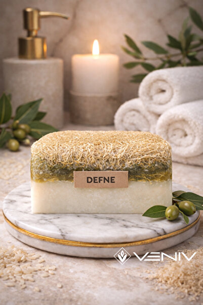 VENİV 100% Natural Pumpkin Fiber Soap - Laurel & Goat Milk - 100 Gr
