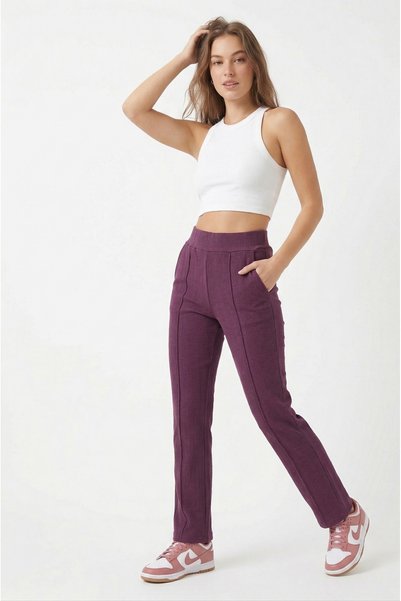 just wear zt High Waist Stitched Detail Fit Pants – Casual & Stylish Comfortable Cut