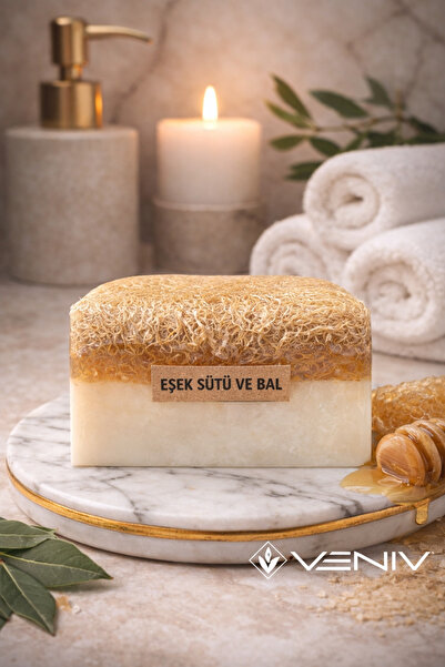 VENİV 100% natural pumpkin fiber soap - honey & donkey milk - 100 gr