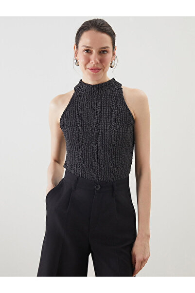 LC Waikiki Trendlucky Halter Neck Textured Women's Blouse with Difference in ...
